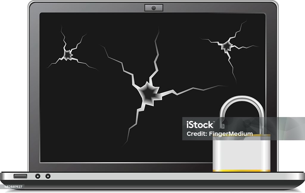 Computer Damaged by Virus Broken stock vector