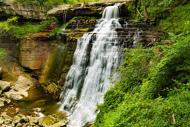 Brandywine Falls Beautiful Brandywine Falls in Cuyahoga National Park in Ohio river cuyahoga stock pictures, royalty-free photos & images