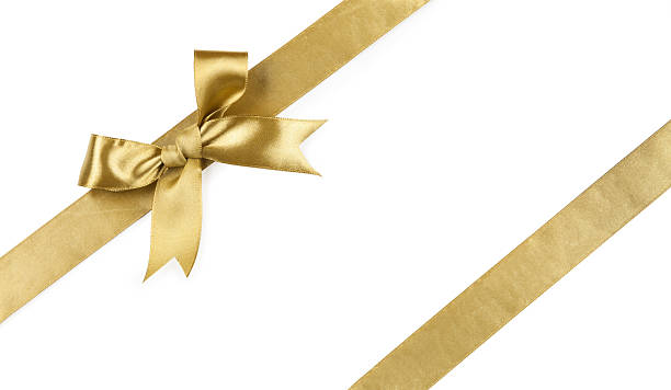 istock Beautiful bow gold color isolated on white background 482882474