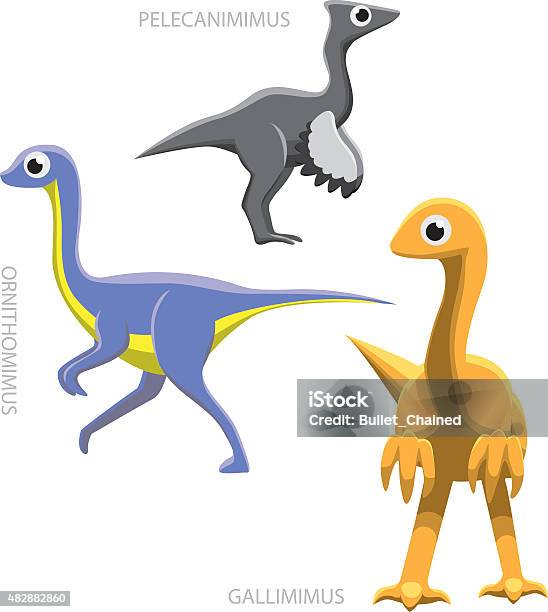 Dinosaur Ornithomimids Vector Illustration Stock Illustration - Download Image Now - 2015, Animal, Animal Body Part