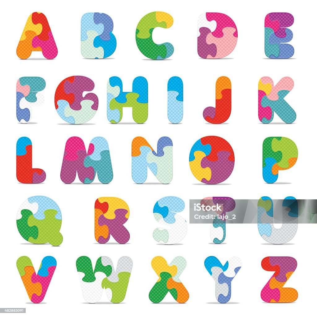 Vector alphabet written with puzzle Alphabet written with puzzle - vector illustration Alphabet stock vector