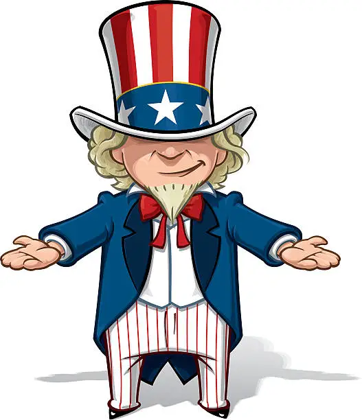 Vector illustration of Uncle Sam Debating