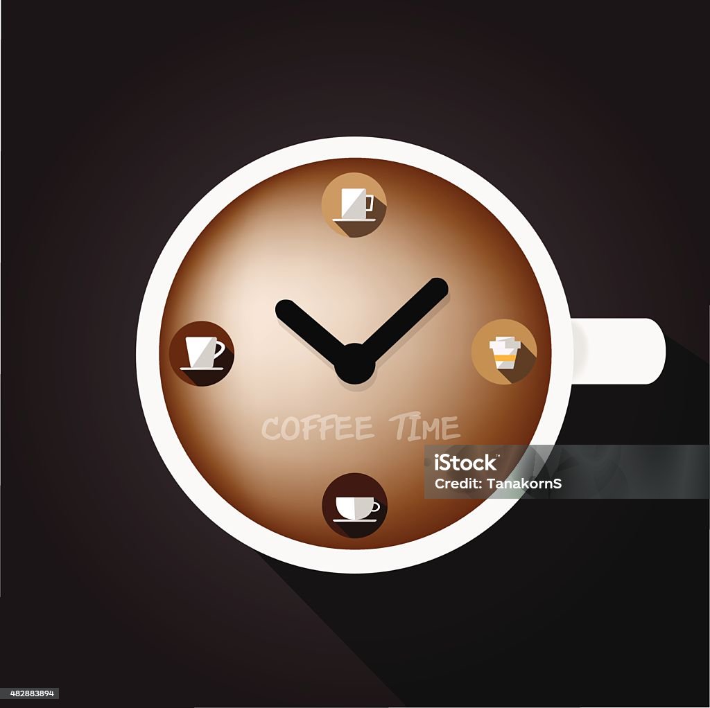 Coffee Time Timer Cup Of Coffee With Clock Surface Coffee Time Stock Illustration ...