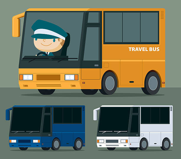 ilustrações, clipart, desenhos animados e ícones de ônibus turístico e motorista - driving business travel car bus