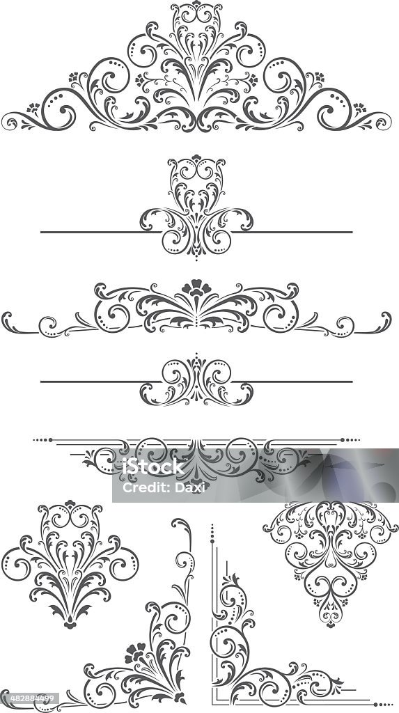 Vektor Ornament-Fach, Ecken und Girlanden - Lizenzfrei Dekoration Vektorgrafik