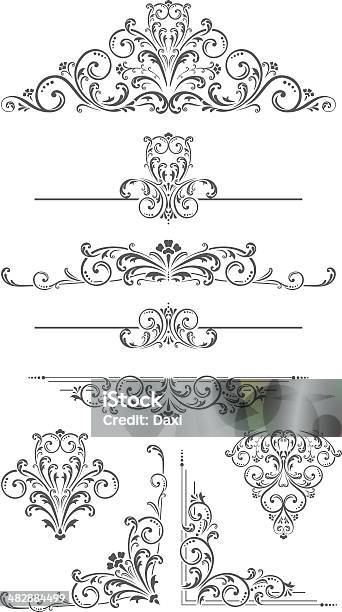 Vetores de Ornamento Vetor De Divisórias Cantos E Pergaminhos e mais imagens de Decoração