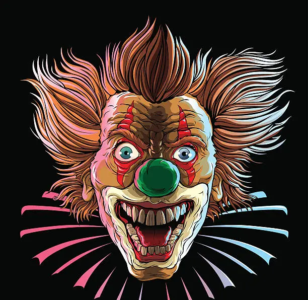 Vector illustration of Crazy Clown Head