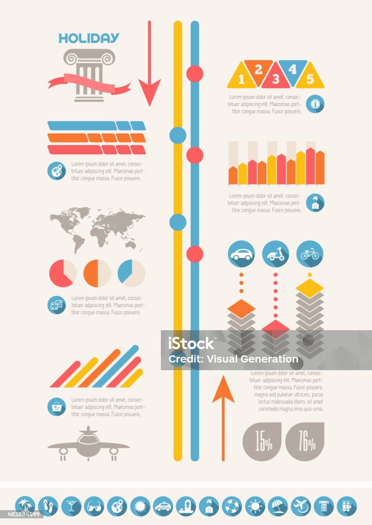 Infografika szablon podróży. - Grafika wektorowa royalty-free (Analizować)