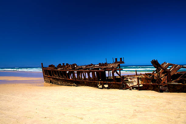 Shipwreck on Frazer Island, Australia stock photo