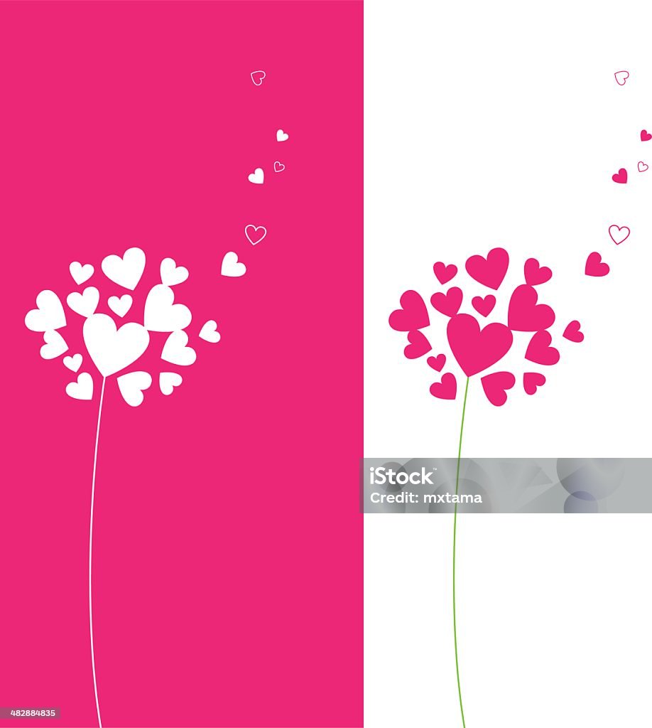 Ilustración de corazón flor en dos colorways - arte vectorial de Abstracto libre de derechos