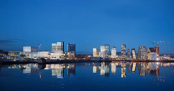 istock Skyline of Oslo at night reflecting in water. 482884885