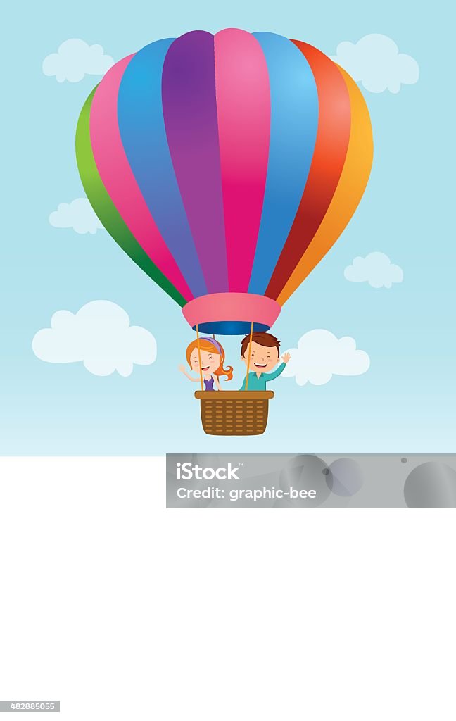 Young couple hot air balloon ride Vector illustration of a young couple riding a hot air balloon. Adult stock vector