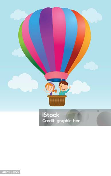 Young Couple Hot Air Balloon Ride Stock Illustration - Download Image Now - Adult, Adventure, Aerospace Industry