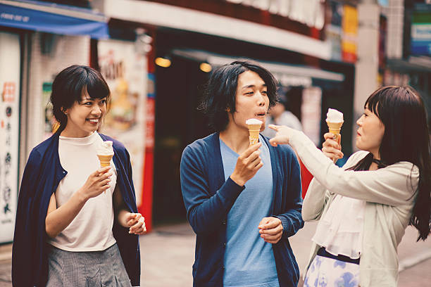 istock Happy japanese friends outdoors in Japan 482888930
