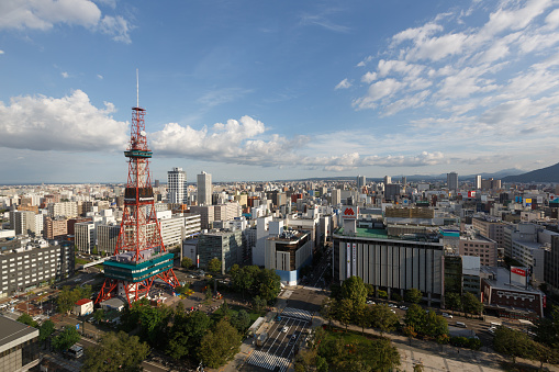 Sapporo Cityscape with Sapporo TV Tower in Japan.
