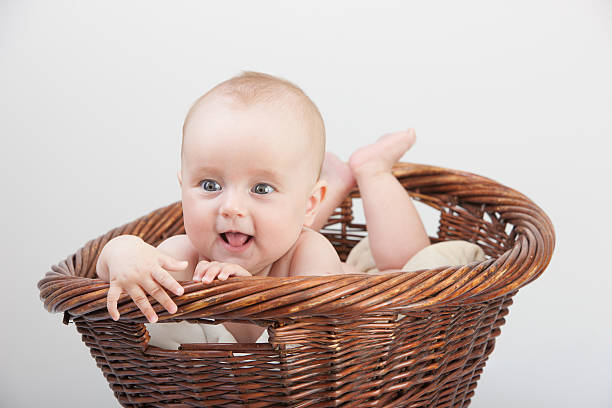 istock Newborn baby in basket 482894674