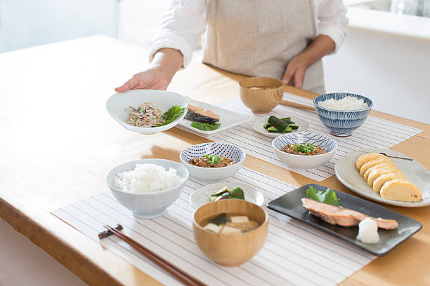 petit déjeuner japonais - asian meal photos et images de collection