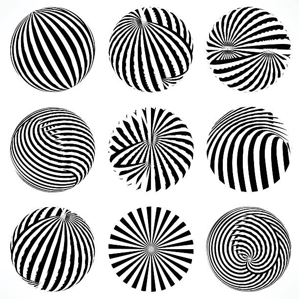 streszczenie czarny i biały okrągły kształt tło styl paskami - three dimensional three dimensional shape printing out technology stock illustrations