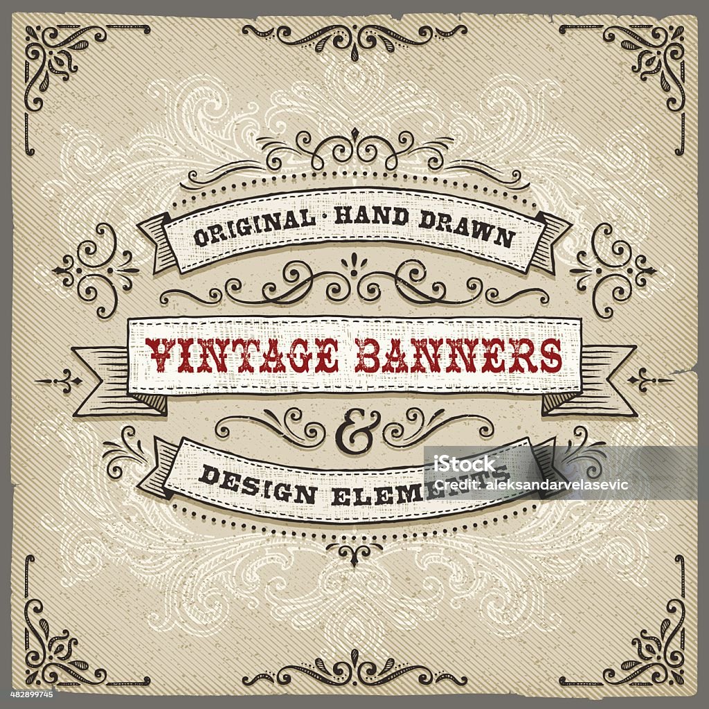 Vintage Hand Drawn Banners Set of hand drawn elements.EPS 10 file with transparencies.File is layered with global colors.High res jpeg included.More works like this linked below. Banner - Sign stock vector