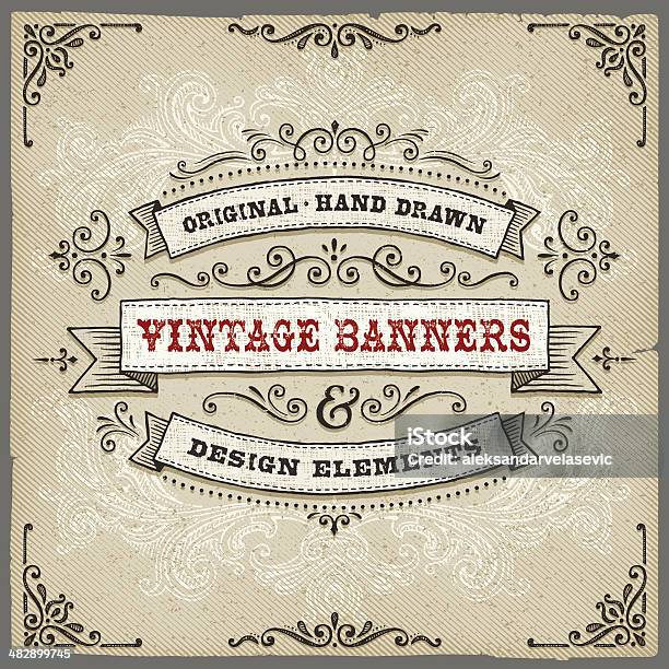 Vintage Hand Drawn Banners Stock Illustration - Download Image Now - Banner - Sign, Retro Style, Old-fashioned