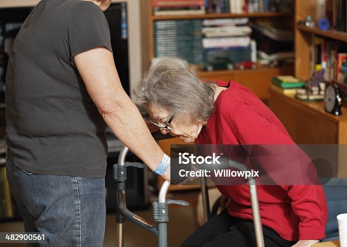 istock Elderly Woman With Walker Standing Up 482900561