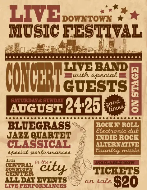 Vector illustration of Musical festival poster design template