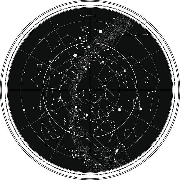 celestial karte des night sky - satellite dish stock-grafiken, -clipart, -cartoons und -symbole