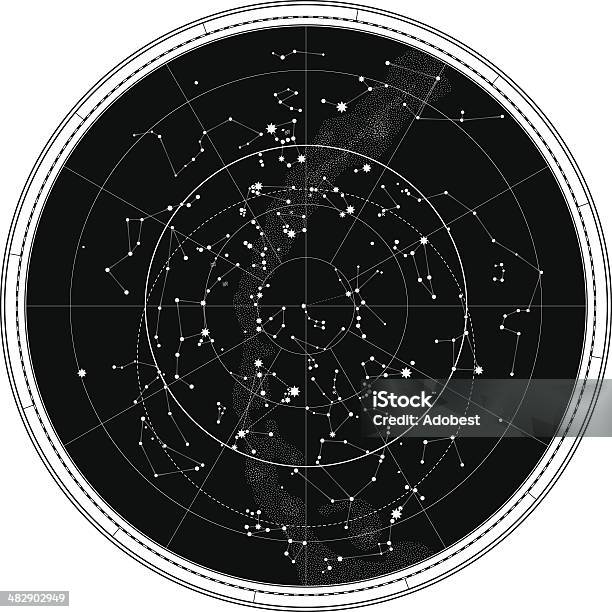 Celestial Map Of The Night Sky Stock Illustration - Download Image Now - Star Chart, Map, Astronomy