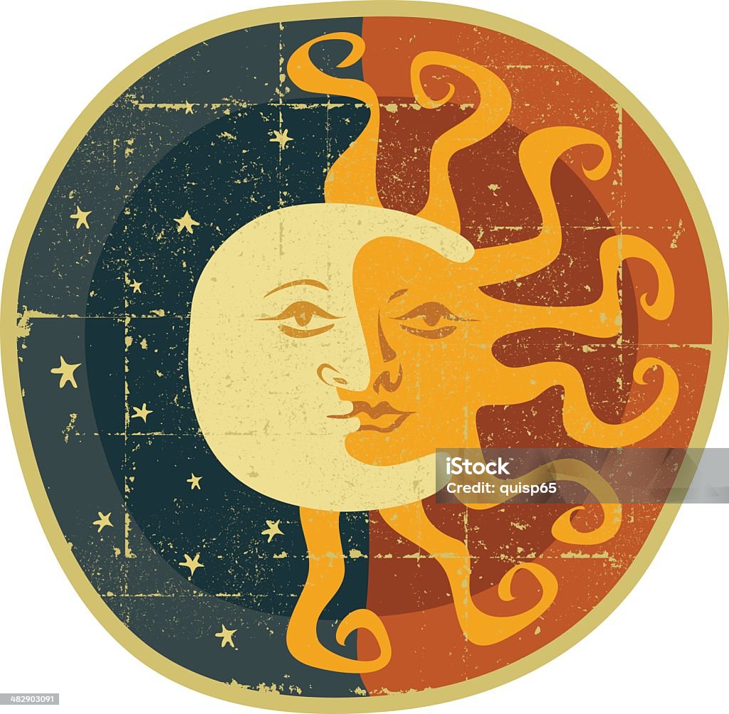 Luna e sole - arte vettoriale royalty-free di Luna