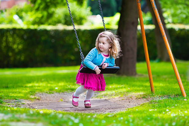 istock Little girl on a swing 482904810