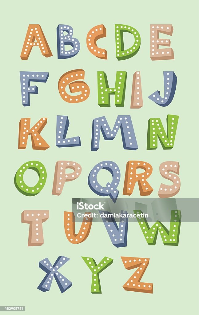 Funny Alphabet with light Child stock vector