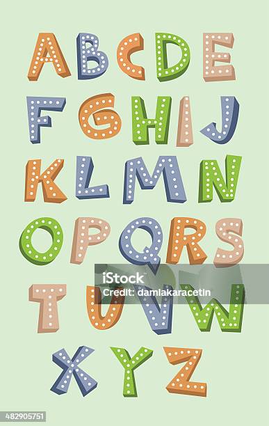 Funny Alphabet With Light Stock Illustration - Download Image Now - Child, Letter D, Abstract