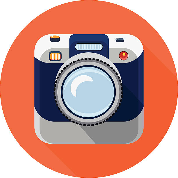 illustrazioni stock, clip art, cartoni animati e icone di tendenza di piatto icona telecamera - studio shot flash