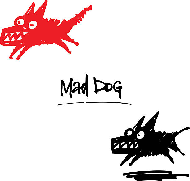 Mad dog Mad dog - angry, animal, pet, cartoon, ink drawing  angry dog barking cartoon stock illustrations