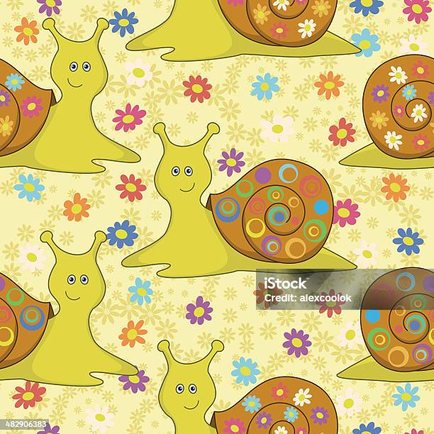 Seamless Cartoon Snail And Flowers Stock Illustration - Download Image Now - Animal, Animal Markings, Arts Culture and Entertainment