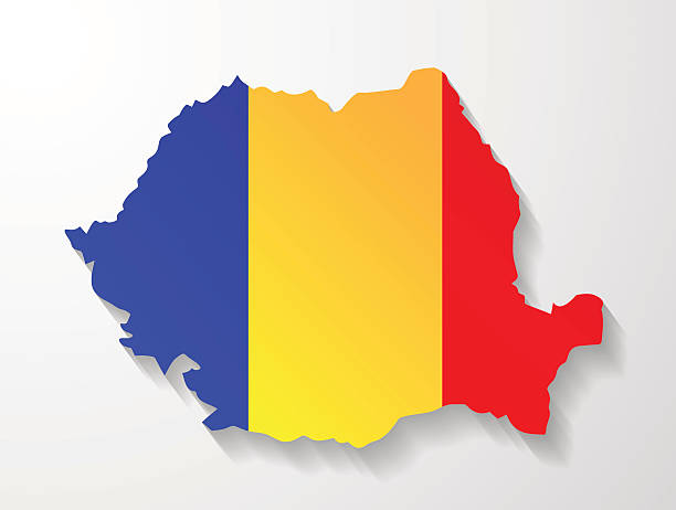 ilustraciones, imágenes clip art, dibujos animados e iconos de stock de rumania mapa con efecto de sombra presentación - romania romanian culture romanian flag flag