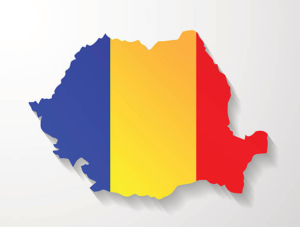 rumunia mapa z cień wpływ prezentacji - romania romanian culture romanian flag flag stock illustrations