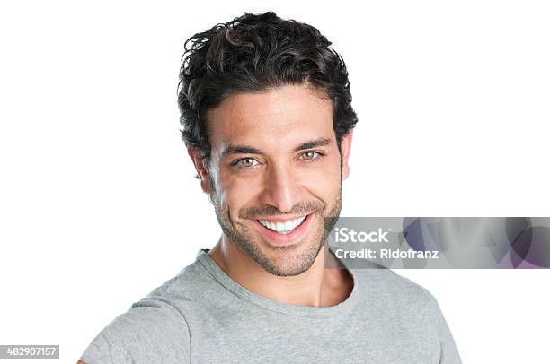 Closeup Of Smiling Man On White Background Stock Photo - Download Image Now - Men, Smiling, White Background