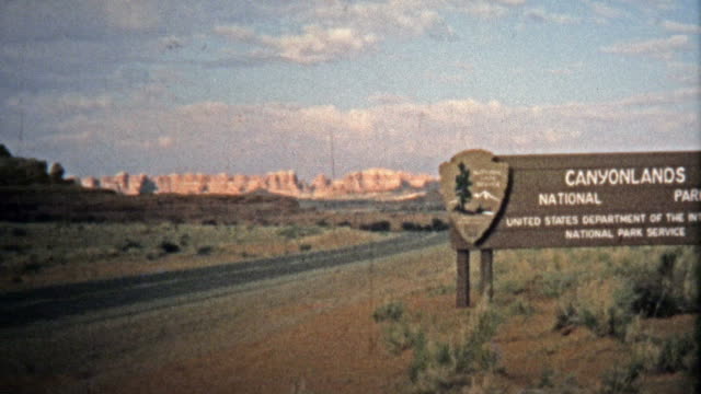 1971: Entering Canyonlands National Park with spectacular rock formations.