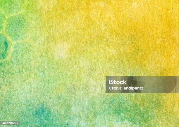 Green And Yellow Hand Painted Background Stock Photo - Download Image Now - 2015, Abstract, Art