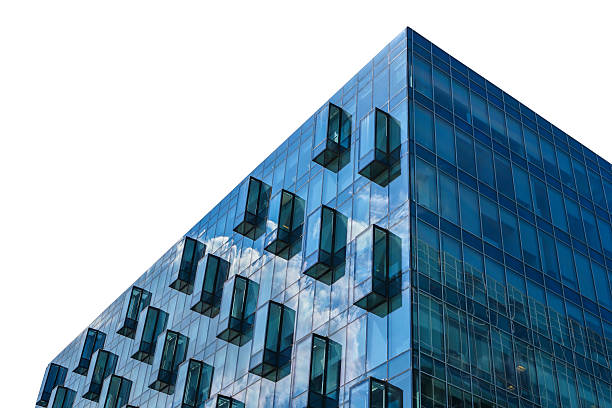 istock Modern glass office building isolated on white 482917822
