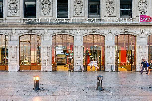 Marseille, France - July 10, 2015: View of Saint Charles train station in Marseilles, France. The Station opened in 1848 .