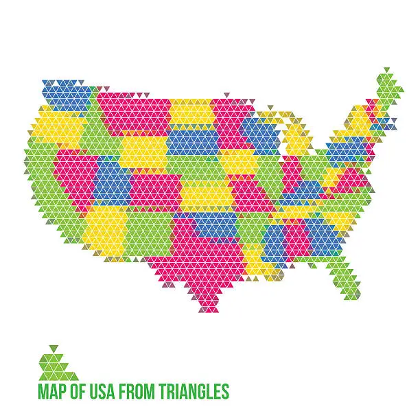 Vector illustration of Map of USA from Triangles