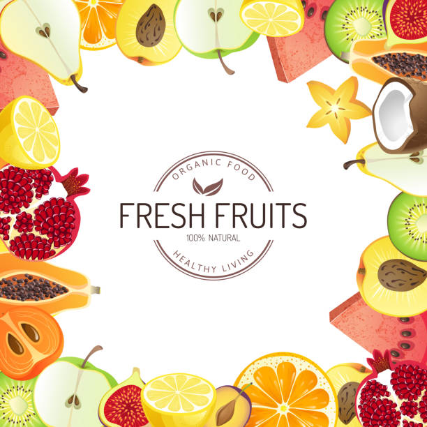 illustrazioni stock, clip art, cartoni animati e icone di tendenza di sfondo di frutta - peach fruit portion orange