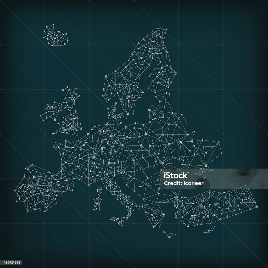 Europa-Netzwerk-Karte dunkel - Lizenzfrei Karte - Navigationsinstrument Vektorgrafik
