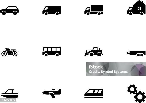 Значки Автомобилей И Транспорта — стоковая векторная графика и другие изображения на тему Автобус - Автобус, Автомобиль, Бизнес