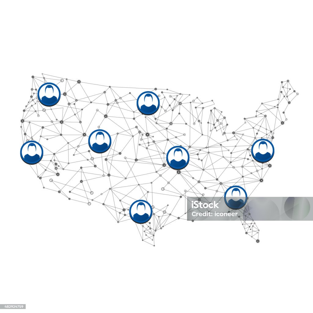 USA network Karte mit Benutzer - Lizenzfrei USA Vektorgrafik