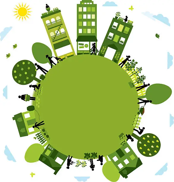 Vector illustration of Urban Agriculture Community
