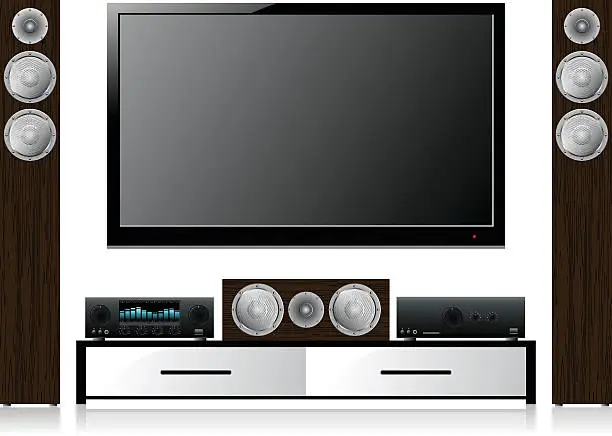 Vector illustration of Home Theater System with Widescreen LCD TV