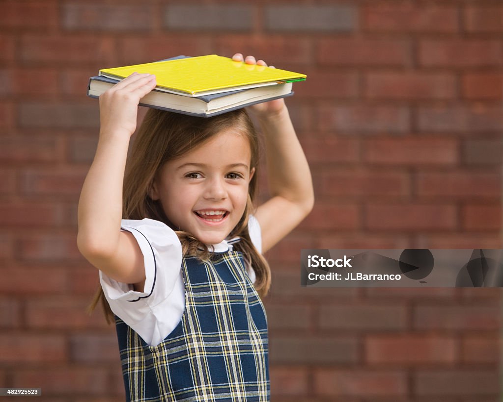 I Love Kindergarten Little girl headed to school and grinning ear to ear. 4-5 Years Stock Photo